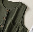 thumbnail image 5 of SAWOBUUN Women Vintage Button Down Vest Round Neck Sleeveless Casual Loose Slim Tops with Pocket, 5 of 8