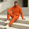 thumbnail image 7 of Unisex Pullover Hoodie Tracksuit Set Solid Plain Sweatshirt Drawstring Jogger Pants Casual Sport 2 Piece Outfit 3XL, 7 of 7