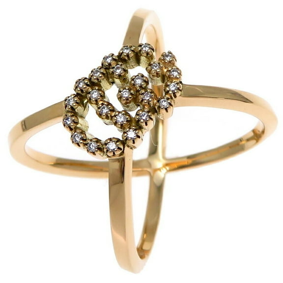 Pre-Owned Gucci GG Running Diamond Women's Ring, 750 Yellow Gold, Size 9 (Good)