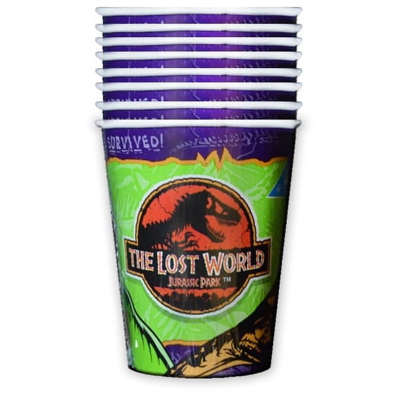 Various Jurassic Park Dino Disposable Paper Cups, 9 oz, Multicolor, 8 Count, (1 Pack)