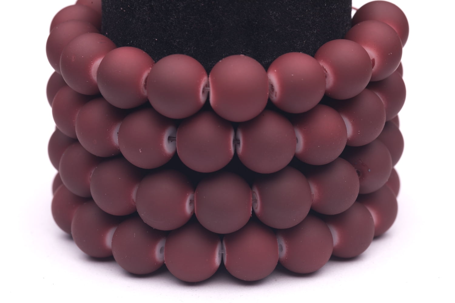 Frosted Glass Beads Maroon RubberTone Beads 12mm Round Sold Per Pkg of