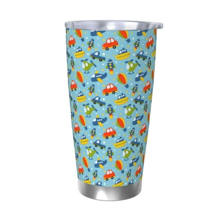

Uemuo Artoon Transport Print Travel Coffee Mug 20oz Double-walled Car Cup Stainless Steel Insulated Tumbler Leak-proof Travel Cup Reusable Straw Car Cup-Without Straw
