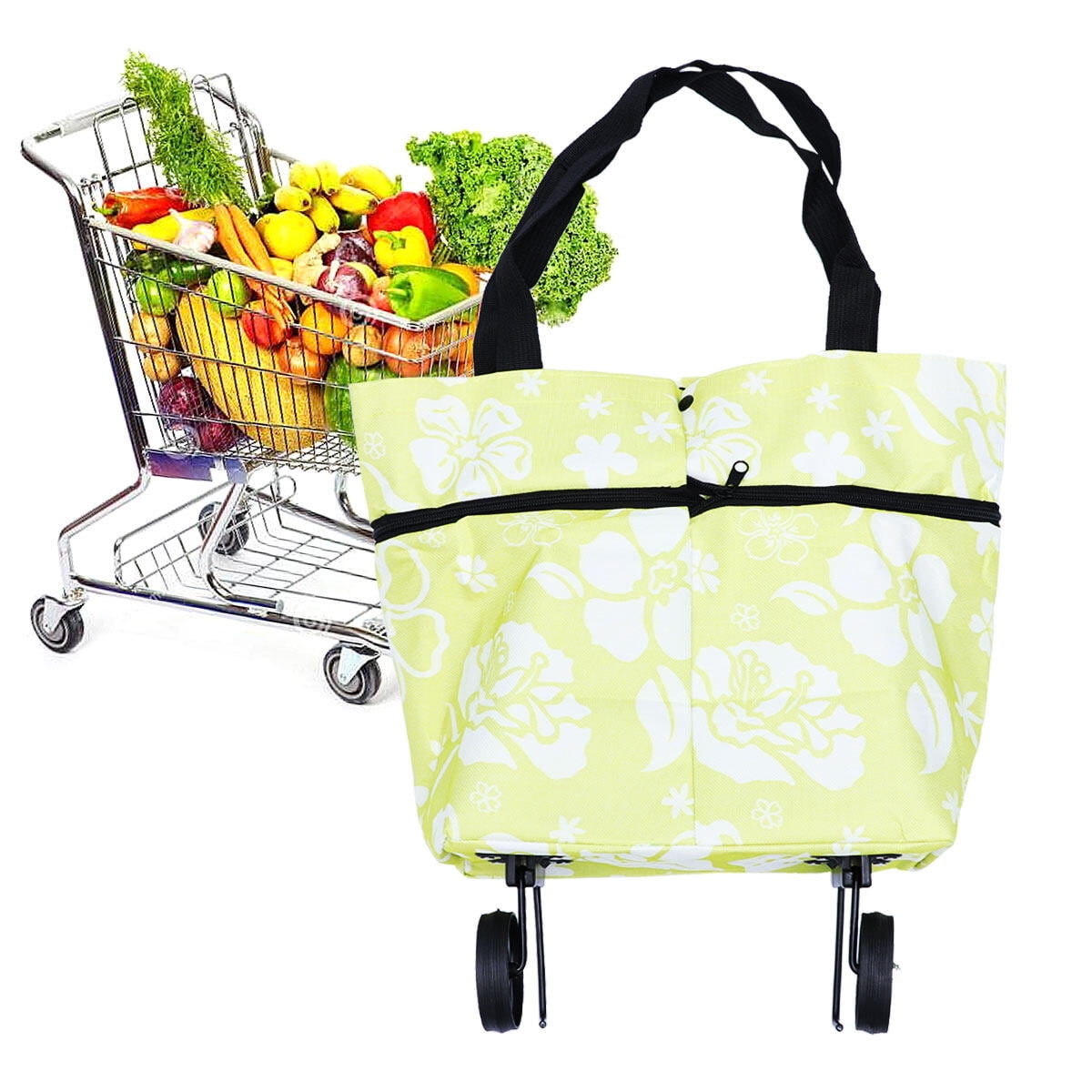 Collapsible Folding Shopping Bag with Wheels Shopping Trolley Trolley