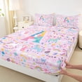 thumbnail image 4 of jejeloiu Unicorn Rainbow Monogram A Full Size Sheets For Girls,Magical Star Initial Bed Sheets For Kids,4-Piece, 4 of 6