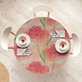 thumbnail image 4 of Ambesonne Roses Fitted Round Tablecloth, Romantic Silhouettes Floral, 36"- 40" Diameter, Dark Coral Fern Green, 4 of 5