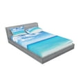 thumbnail image 2 of Ambesonne Tropical Fitted Sheet & Pillow Sham Set, Hawaiian Seascape, Queen, Turquoise White, 2 of 2