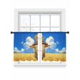 thumbnail image 7 of Blue Yellow Fall Scarecrows Sheer Curtains 45 Inch Length 2 Panels Set, Thanksgiving Autumn Harvest Voile Window Treatment Rod Pocket Small Kitchen Curtains Drapes for Bedroom 52"x45"x2, 7 of 7
