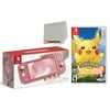Nintendo Switch Lite 32GB Handheld Video Game Console in Coral with Pokemon: Let's Go, Pikachu! Game Bundle - Import with US Plug