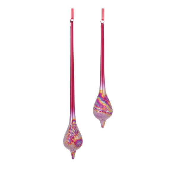 Melrose Pearl Finish Glass Christmas Drop Ornaments - 15.5" (390mm) - Multi-Color - 6ct