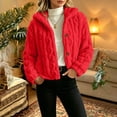 thumbnail image 5 of uublik Fleece Jacket Women Red Open Front Long Cardigan Coat Warm Winter Outwear Jackets, 5 of 6