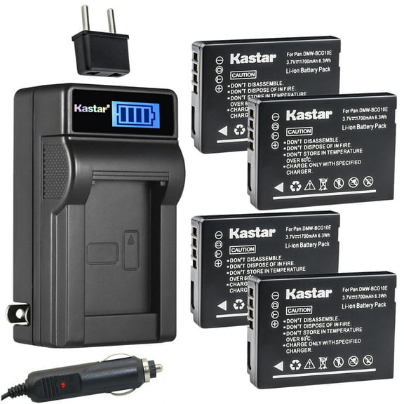 Kastar 4-Pack DMW-BCG10 Battery and LCD AC Charger Compatible with Panasonic Lumix DMC-TZ35, Lumix DMC-TZ65, Lumix DMC-ZR1, Lumix DMC-ZR3, Lumix DMC-ZS1, Lumix DMC-ZS3, Lumix DMC-ZS5 Digital Camera