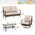 thumbnail image 5 of Summit Living 4-Piece Outdoor Patio Conversation Set with Love-seat Sofa, 2 Swivel Chairs & Wood-look Coffee Table, Black & Beige, 5 of 14