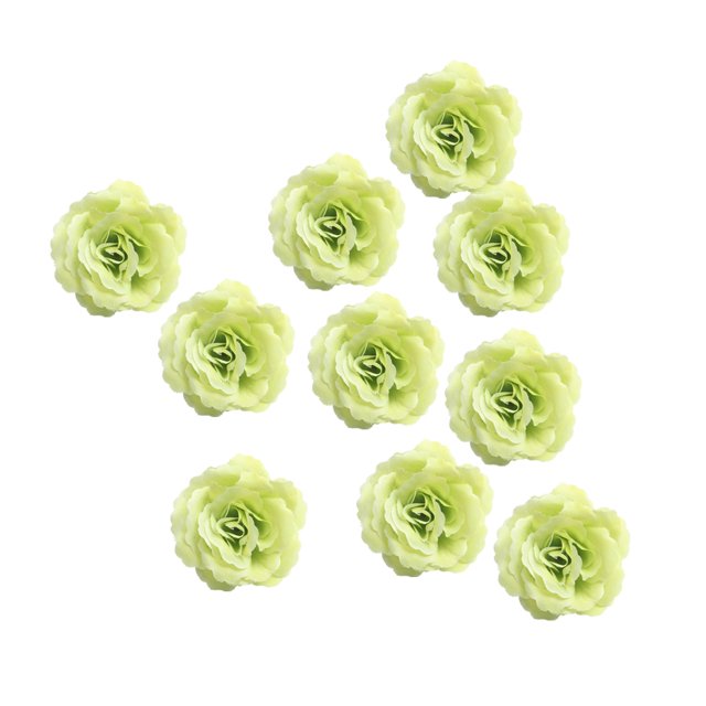 10 Uds 7 cm cabezas de rosas de Seda artificial para decoración verde