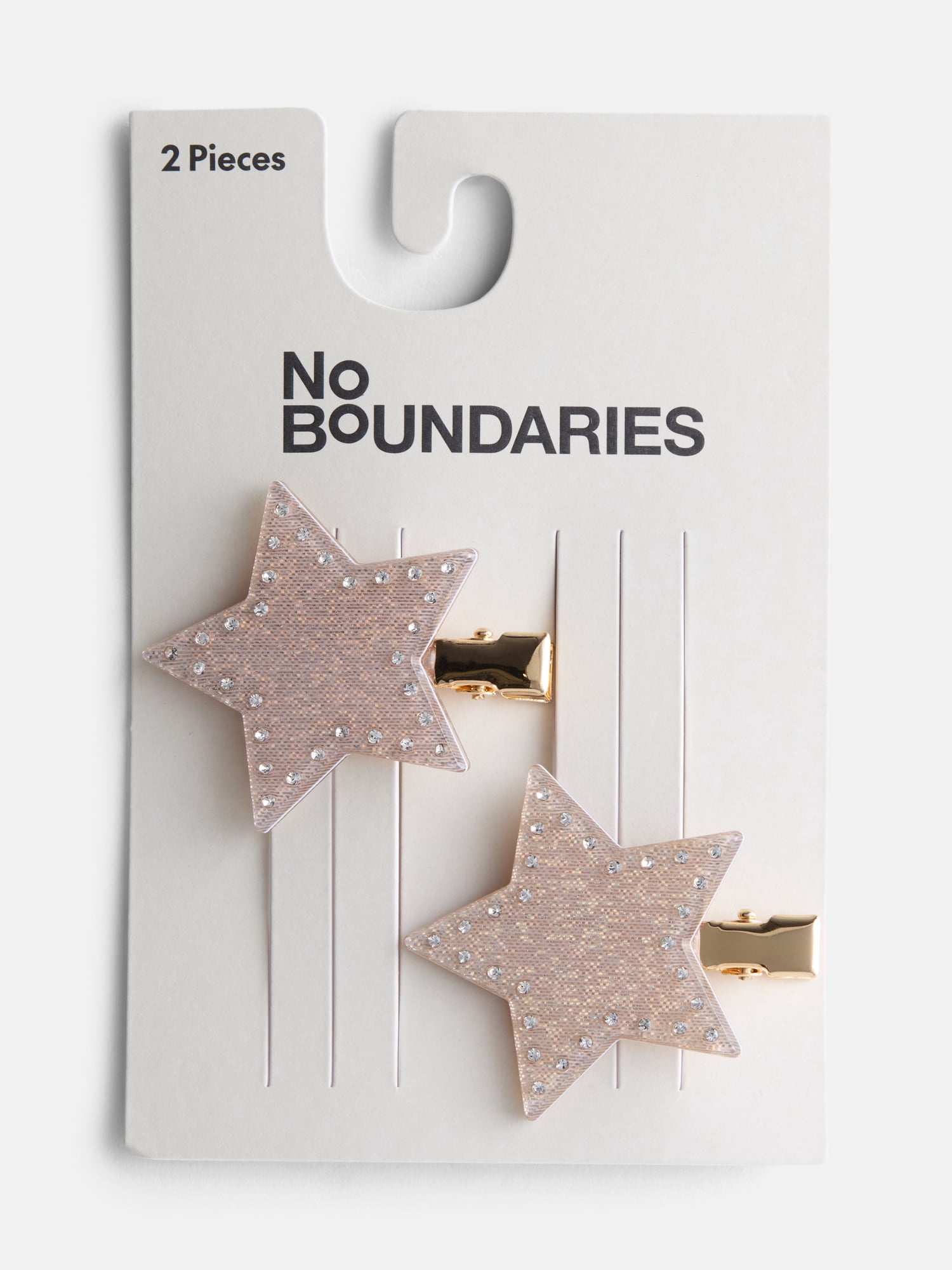 No Boundaries Shimmering Star Creaseless Hair Clip Set, 2-Pieec, Women’s