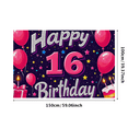 thumbnail image 2 of Happy 16th Birthday Themed Background Backdrop Banner Party Supplies with Balloons Cake and Stars Ideal for Birthday Parties Photography Props and Decorations, 2 of 7