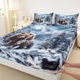 thumbnail image 3 of Homewish Jungle Animal Bear Full Size Sheets,Winter Snow Pine Bed Sheets,White Green Brown Sheet Sets For Boys Kids,Luxury Bedroom Decor,4 Pieces, 3 of 7