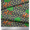 thumbnail image 3 of Soimoi Moss Georgette Fabric Floral,Tree & Deer Kids Print Sewing Fabric Yard 42 Inch Wide, 3 of 3