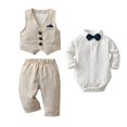 thumbnail image 3 of abtuhar Boys' Suits,Suit for Boys,Toddler Boy Clothes Suit,Formal Dress Shirt+Bowtie+Waistcoat+Pants Sets Khaki 6 Months, 3 of 5