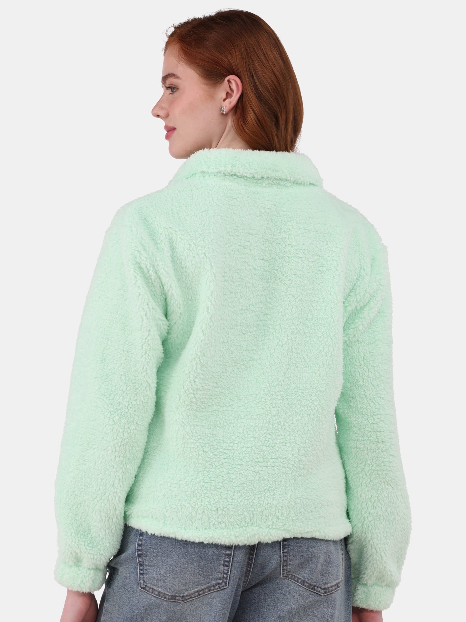 No Boundaries Half Zip Plush Pullover with Pockets, Women's and Women's Plus