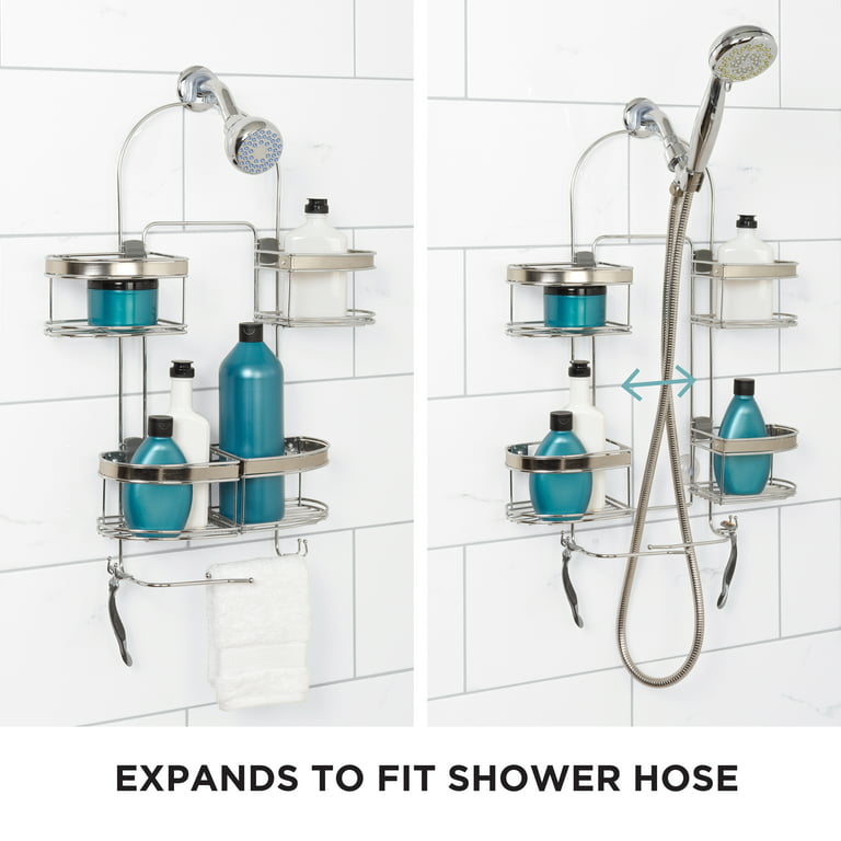 Expandable Stainless Steel Shower Caddy with 4 Shelves, Zenna Home over-the- Showerhead 