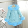thumbnail image 6 of Generic Girls Christmas Clothes Kids Little Thicken Coat Winter Warm Faur Leather Button Down Jacket with Hood Long Sleeve Outerwear for Casual Soft Comfortable Clothing(8-9 Years,Sky Blue), 6 of 7