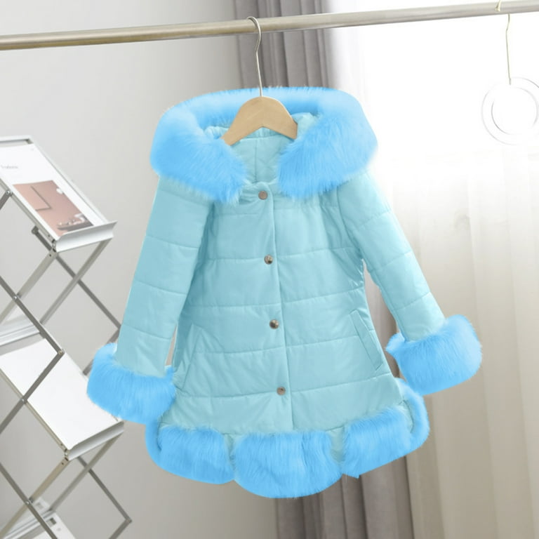 KaLI store Winter Coats for Girls Girls Winter Coat Puffer Jacket Toddler to Little Kid Sky Blue 4 5 Years