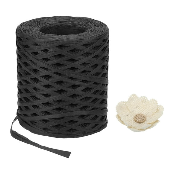 Uxcell Raffia Paper Craft Ribbon 200m/656ft Raffia Ribbon Raffia String Kraft Packing for Gift Wrapping, Crafting Supplies (Black)