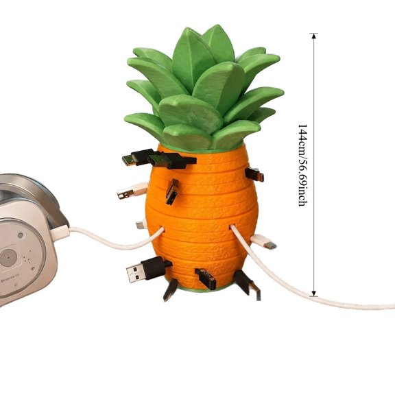 3D‑Printed Pineapple Modular Desktop Cable Organizer, Creative Cord Holder for Desk Wire Management S/M/L