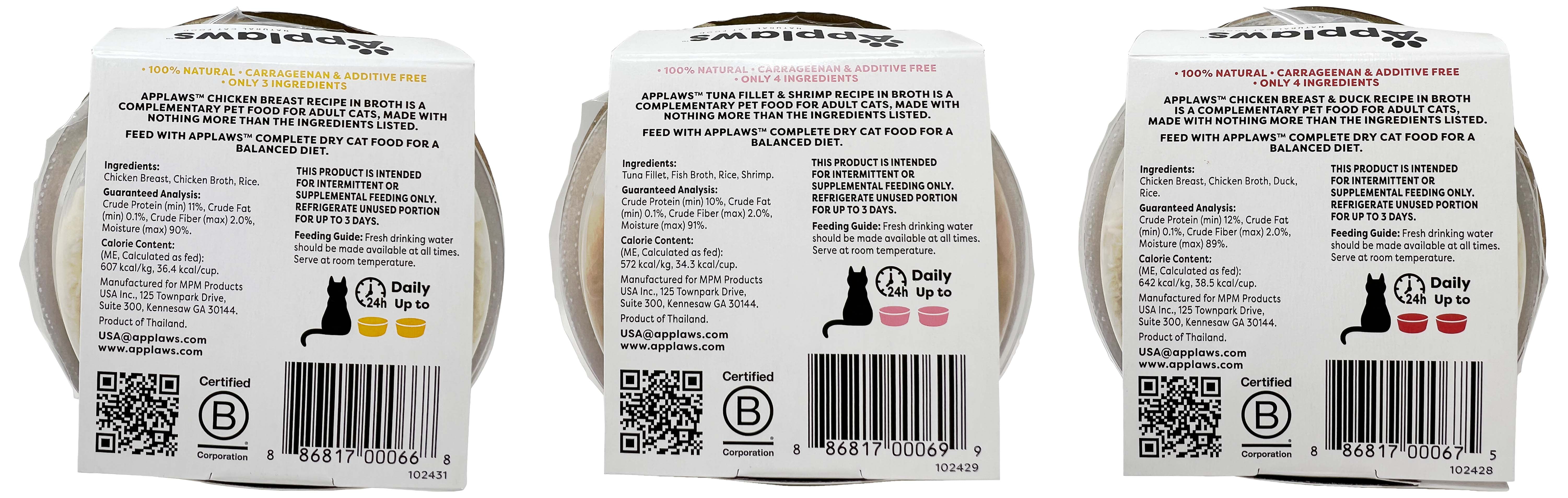 Applaw's Naturals Canned Cat Food - 3 Flavors; 2 Each: Chicken & Duck, Tuna & Shrimp, Chicken + MerlinsMart Zine