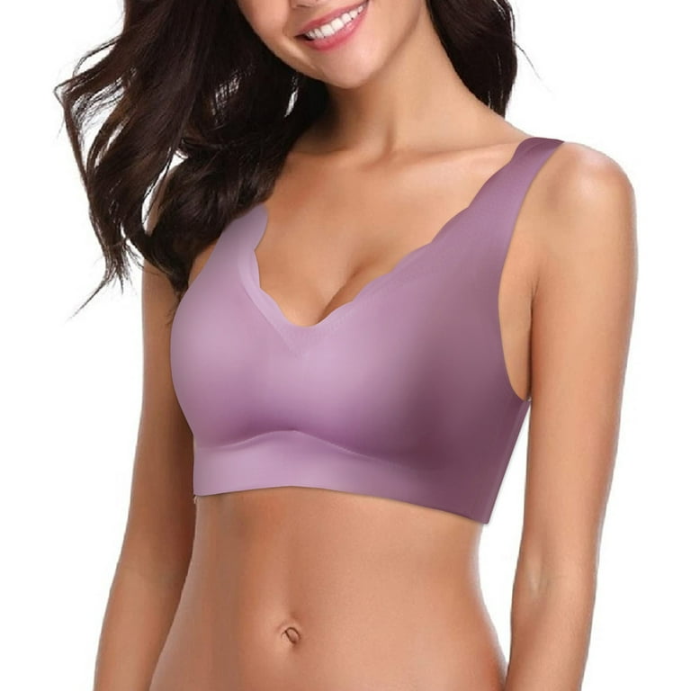 adviicd Long Sports Bras for Women Padded T Shirt Bras for Women Push Up  Comfort Underwire Brassiere Purple XX-Large