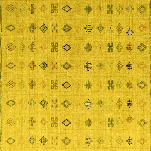 Ahgly Company Indoor Square Solid Yellow Modern Area Rugs, 8' Square