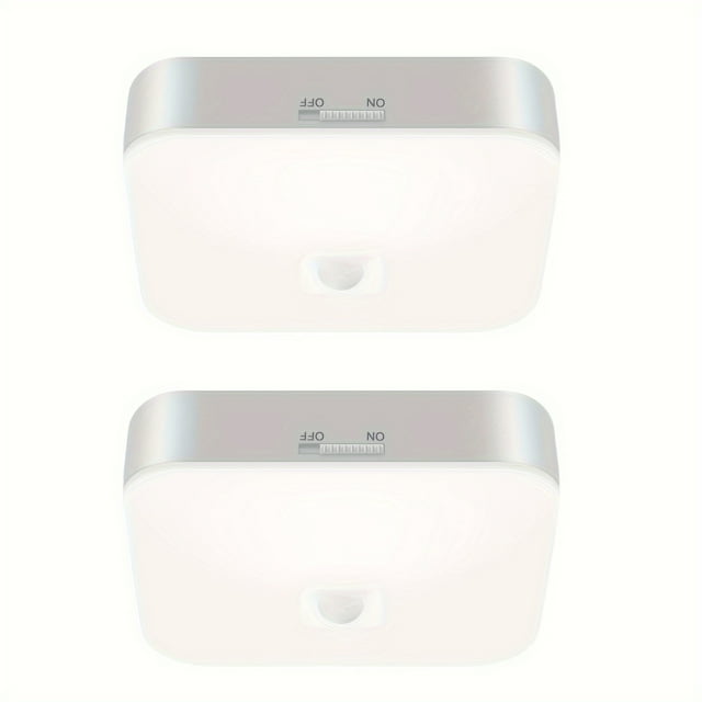 MesaSe Yurnero 2 Packs Rechargeable Motion Sensor Ceiling Light Indoor/outdoor Wireless Battery Powered Shower Light 5000K Motion Activated Flush Mount LED Light For Closet Pantry Shed