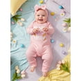 thumbnail image 6 of BemeyourBBs 2Pcs Baby My First Easter Outfit Newborn Baby Girl Easter Outfit Long Sleeve Bunny Ear Letters Carrot Print Romper and Bow Headband Set Infant Spring Clothes, 6 of 9