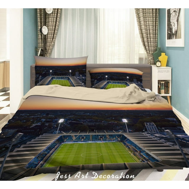 3D Football Field Spectator Seats Lamplight Quilt Cover Set Bedding Set Duvet