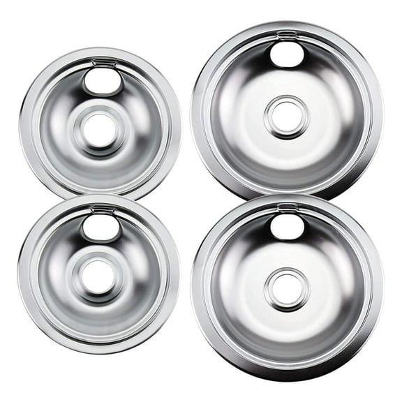 316048413 and 316048414 Replacement Chrome Drip Pans for Frigidaire Kenmore - Includes Two 6-Inch and Two 8-Inch Pans (4 Pack)