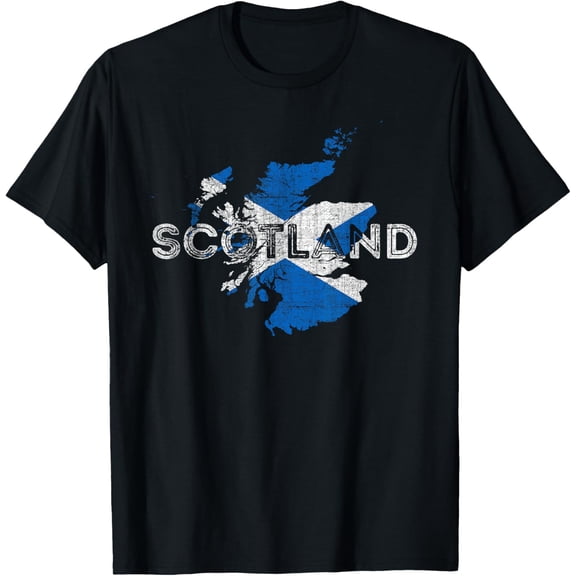 Scottish Map and Flag Souvenir Distressed Scotland Men Women T-Shirt