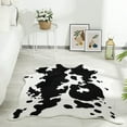 thumbnail image 6 of Dwelke Faux Cowhide Rug Cow Print Retro Area Rug for a Western Boho Living Room Bedroom Decor 4.6' × 5.2' Black, 6 of 9