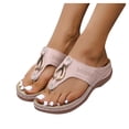 thumbnail image 4 of GUOBIOZIY Wedge Sandals for Women Dressy: Comfortable Cushion Footbed Walking Platform Shoes Summer Casual Womens Flip Flops（Pink,9）, 4 of 7