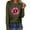 #2 Army Green, variant on Luxalzxs Womens Pink Ribbon Sunflower Graphic Shirts Fighting Breast Cancer Long Sleeve T-Shirt Casual Round Neck Loose Tops