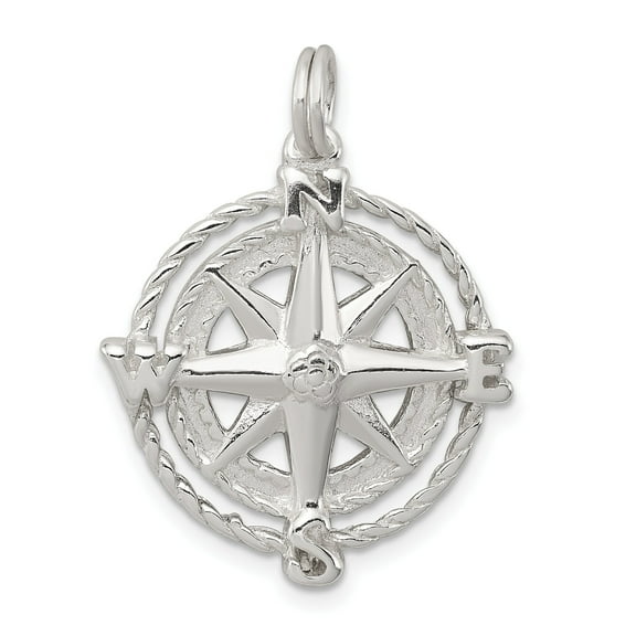 Sterling Silver Compass Rose Charm Pendant Jewelry
