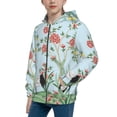 thumbnail image 2 of Picia Chinoiserie Floral Palm Tree for Boys Fashion Full-zip Hoodies & Sweatshirts with Kangaroo Pocket,Zip-up Hooded Sweatshirt for Kid, Moisture Wicking & Breathable-Small, 2 of 6