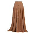 thumbnail image 5 of Women's Maxi Pleated Skirt High Waisted A Line Long Skirts Button Down Business Casual Outfits for Holiday, 5 of 5