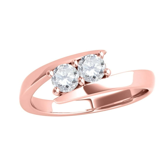 Aonejewelry 1/2 Ct Two Stone Diamond Engagement Wedding Ring 14K Rose Gold