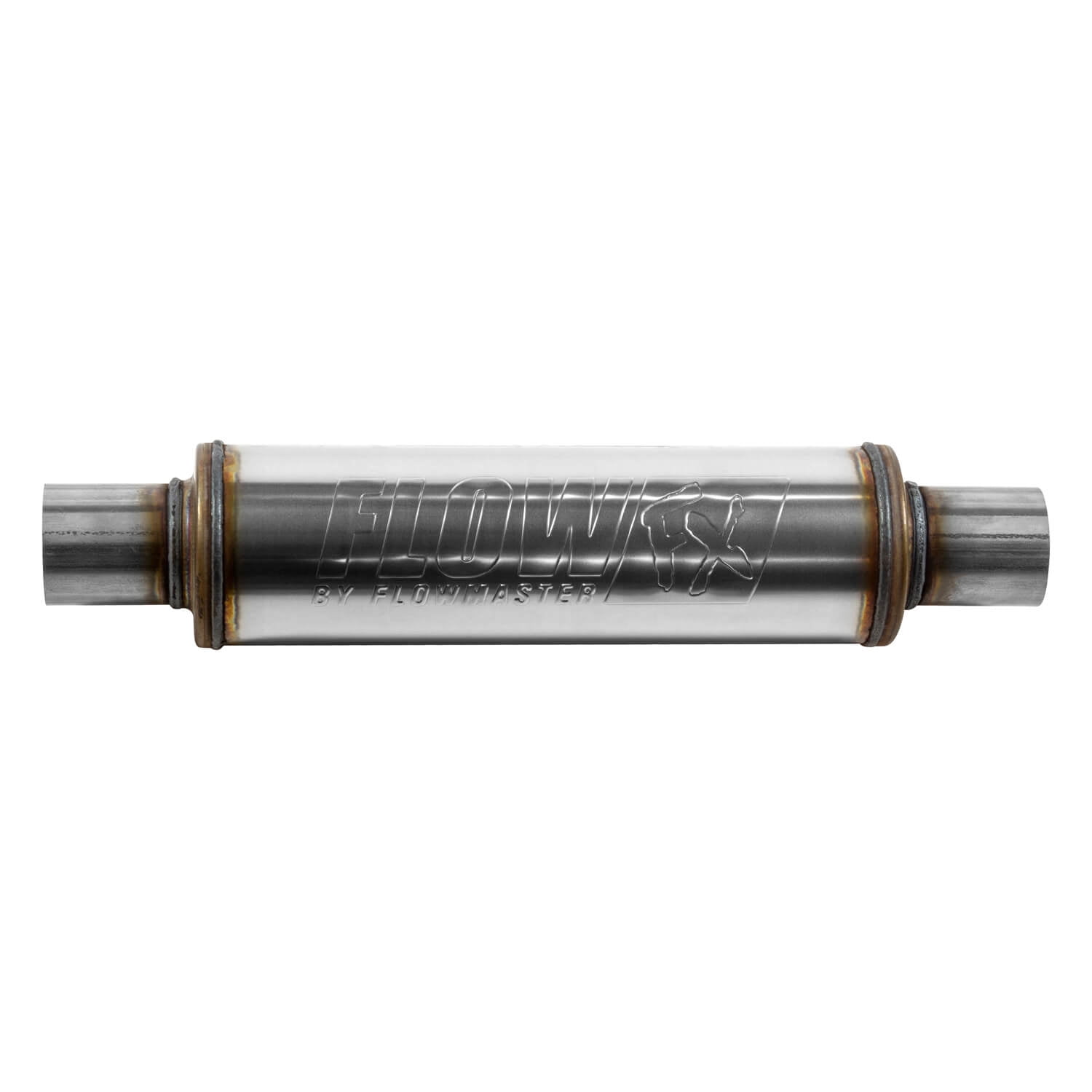 Flowmaster 71415 FlowFX Muffler 2.25" Inlet/Outlet - Round Body - Moderate Sound 409 Stainless Steel