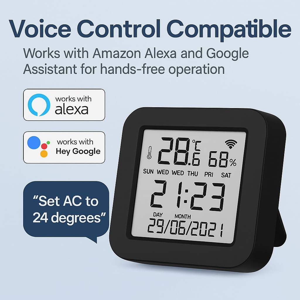 Toyanc Smart WiFi IR Remote Hub with Temperature & Humidity Sensor - 3-in-1 Universal Controller for AC, TV, Fan - Works with Alexa, Google Home & Tuya App