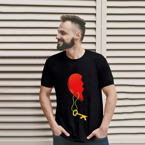 EQWLJWE Couples Matching Shirts Set Men Women Letter Print Love Couple T-Shirt Big and Tall Funny Tops Tees Valentine's Day Gift