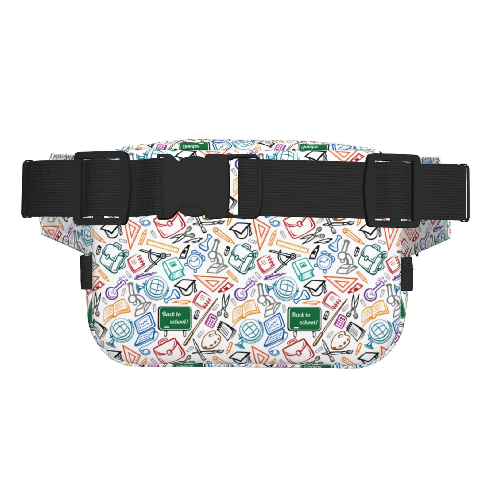 Picia Back To School Print Square Double-Layer Waist Bag Mini Adjustable Waist Belt Bag Exercise Running Travel Hiking