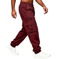 thumbnail image 4 of Cargo Sweatpants for Men with Cuffed Hem Elastic Waist with Button Trousers Loose Fit Casual Jogger Outdoor Pants, 4 of 7