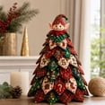 thumbnail image 7 of Christmas Patchwork Fabric Tree DIY Craft Kit,Plaid Quilted Tabletop Mini Tree Making Set With Doll Topper,Handmade Decor For Mantel,Table,Winter Holiday Home Decor A-Elf, 7 of 7