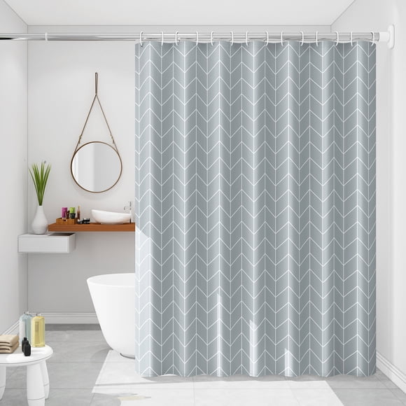 Waterproof shower curtain gray mesh single curtain without rod width 150*height 180 (with hanging ring)